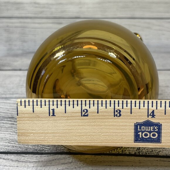 Vintage MCM Floral Amber Gold Hand Painted Etched Glass Pitcher - Picture 11 of 12